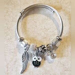Stainless Steel Jewelry Owl Charm Bracelet For Women,Kids Lovely Bracelets